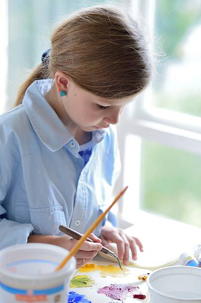 istock Young artist mixing paint on a palette 479877934