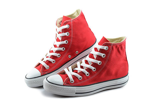 istock Ankle Sneakers red on white background 479882442