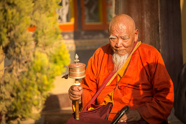 buddhist monk near stupa boudhanath - losar bildbanksfoton och bilder
