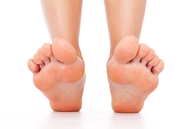Foot stepping legs stock photo
