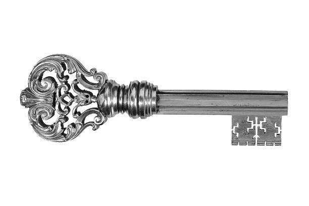 istock Key vintage detailed steel with clip path isolated on white 479899368