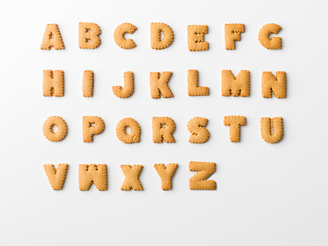 cookie letter alphabet on white background