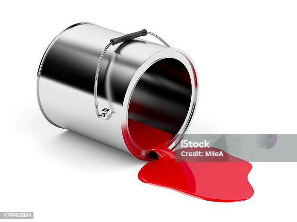 Red Spilled Paint Stock Photo - Download Image Now - Paint Can, Spilling, Paint