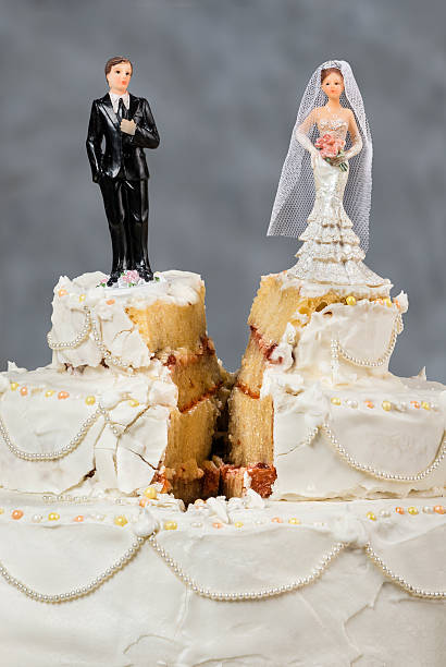 Wedding cake split stock photo