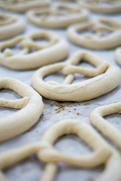 Fresh Pretzel Breze or Brezel Dough on Baker's Tray