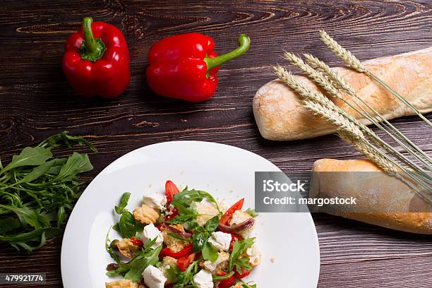 Still Life Of Ingredients For A Salad Stock Photo - Download Image Now - 2015, Appetizer, Arugula