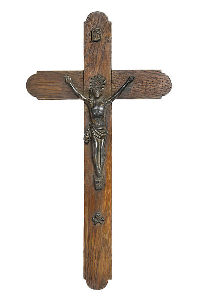 istock Wooden cross on  white background 479925677