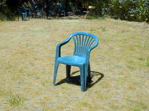 chair alone in a garden, in Paris