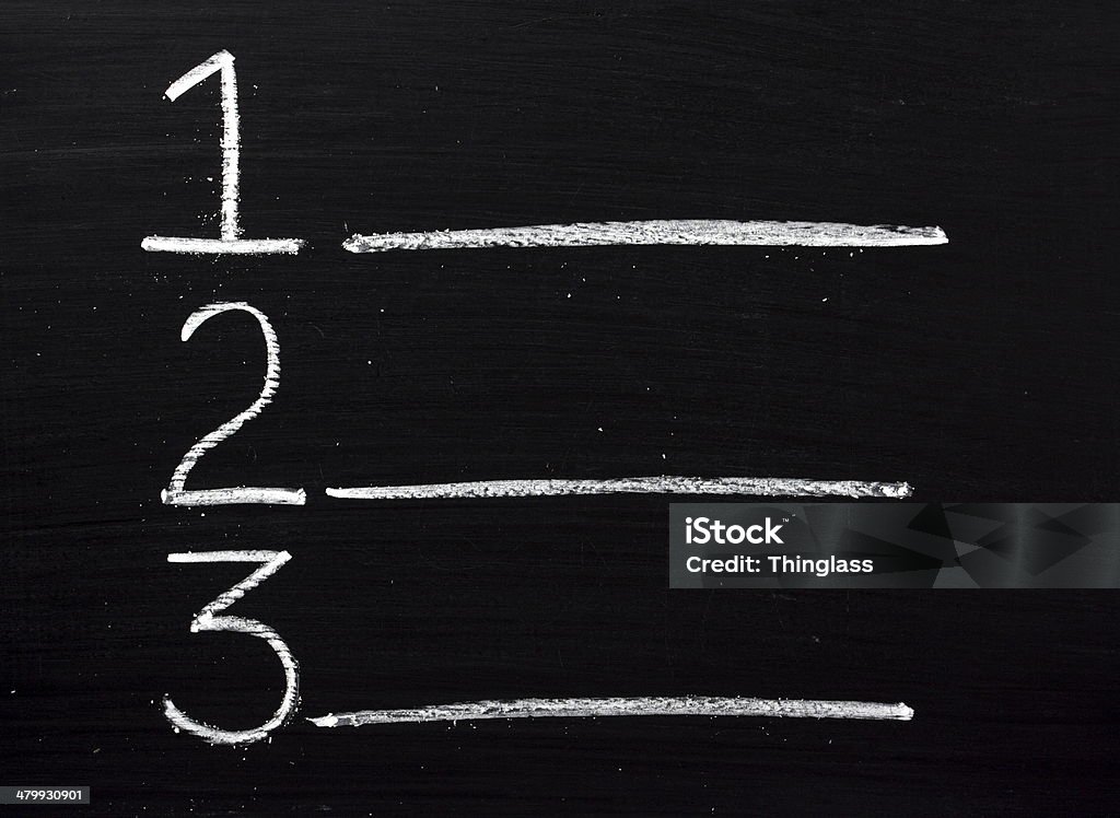 One Two Three Choices or places of one,two or three written on a blackboard with copy space Number 3 Stock Photo