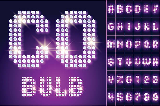 istock Vintage bulb lamp realistic font of 80s disco with stars 479932424