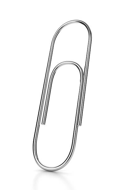 istock Metal paper clip on white 479940554
