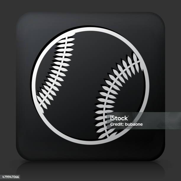 Ilustración de Botón Negro Cuadrado Con El Icono De Béisbol y más Vectores Libres de Derechos de 2015 - 2015, Botón pulsador, Béisbol