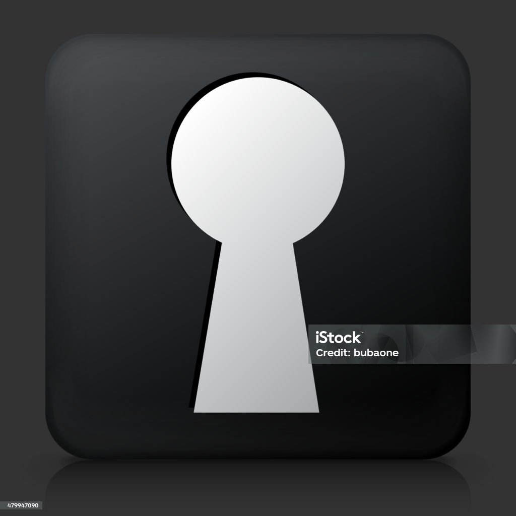 Botón negro cuadrado con orificios icono de llave - arte vectorial de 2015 libre de derechos