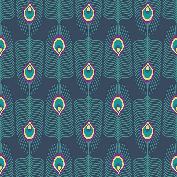 Vector illustration of Seamless abstract pattern with peacock feather. Decorative peacock texture