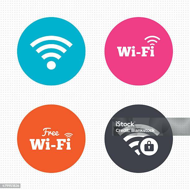 Wifi Wireless Network Icons Wifi Zone Locked Stock Illustration - Download Image Now - Wireless Technology, Password, 2015