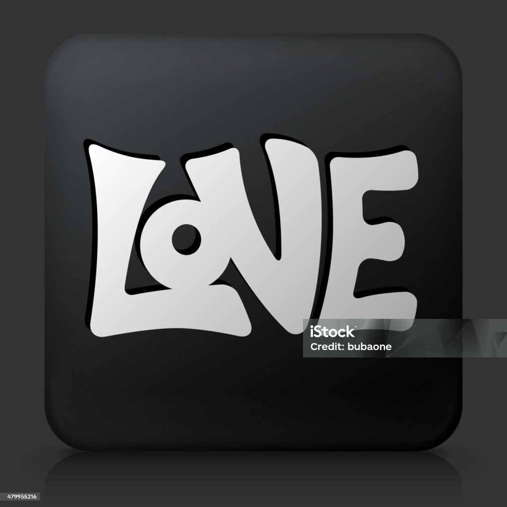 Botón negro cuadrado con bases Love icono - arte vectorial de 2015 libre de derechos