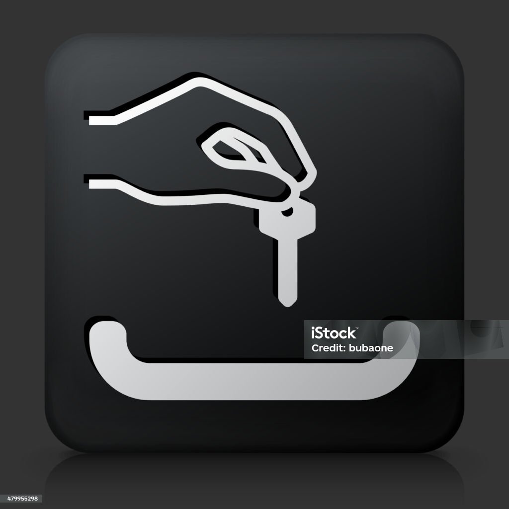 Botón cuadrado Metal negro con bandeja icono - arte vectorial de 2015 libre de derechos