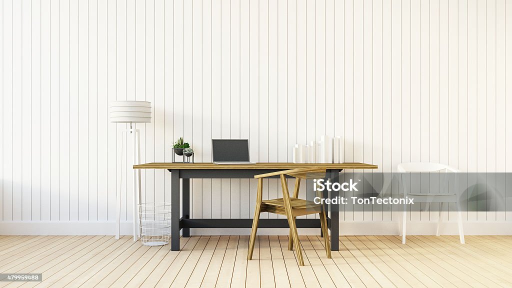 The modern interior of home office The modern interior of home office / 3D render image classical composition Beauty Stock Photo