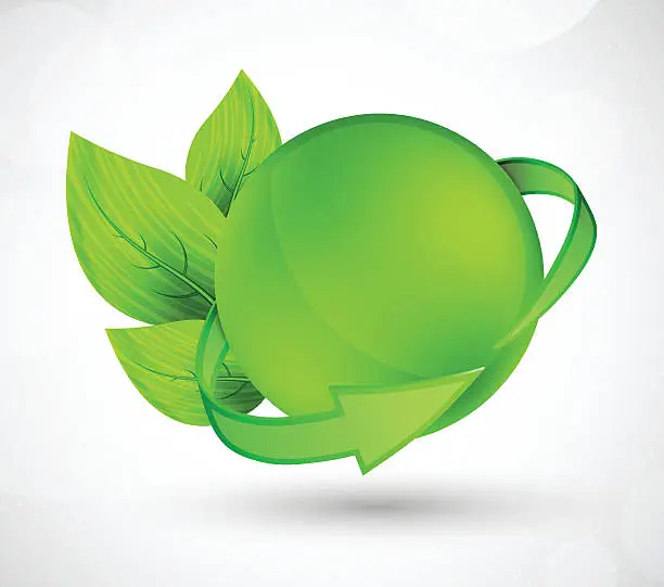 Vector illustration of Sphere with arrow and leaves