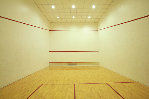 Empty squash room with lighting