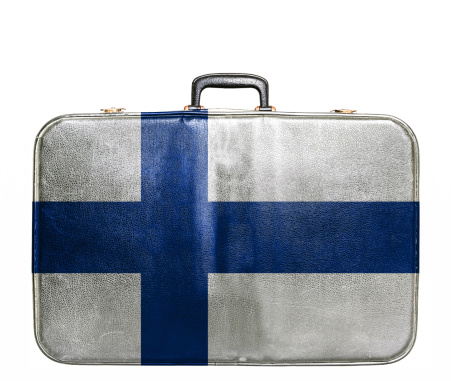 Vintage travel bag with flag of Finland