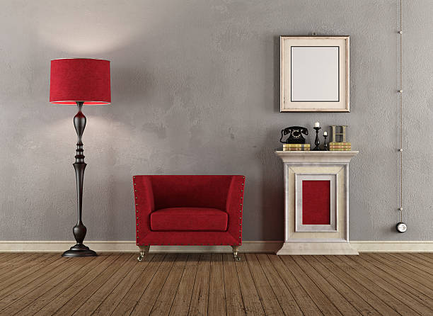 istock Vintage room with red armchairs 479966064