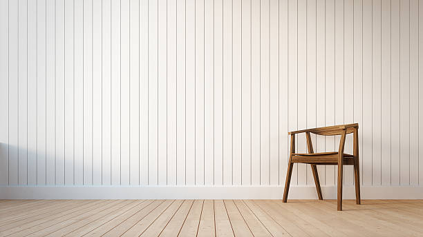 istock Chair and white wall with vertical stripes 479967586
