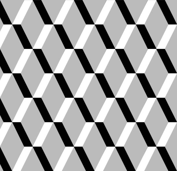 abstrakt schwarz und weiß rhombus-muster hintergrund - backgrounds effortless wallpaper repetition stock-grafiken, -clipart, -cartoons und -symbole