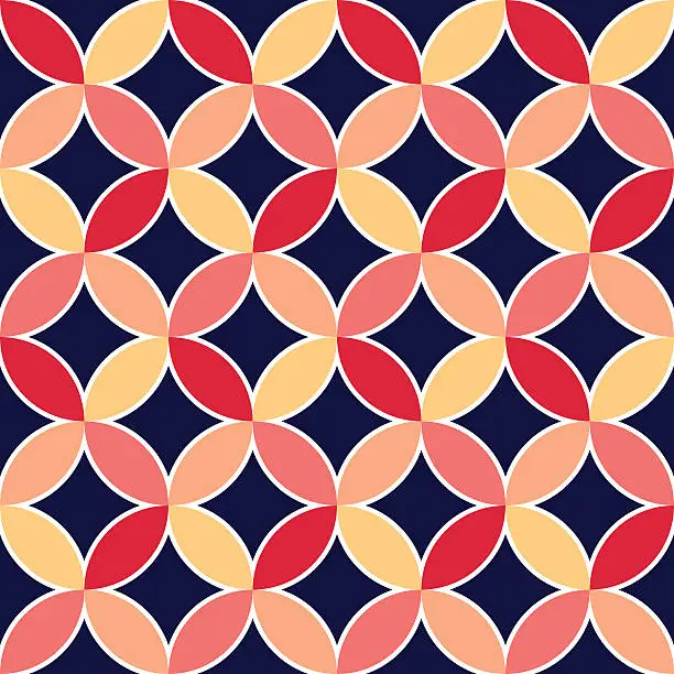 Vector illustration of diamonds and circles pattern petals