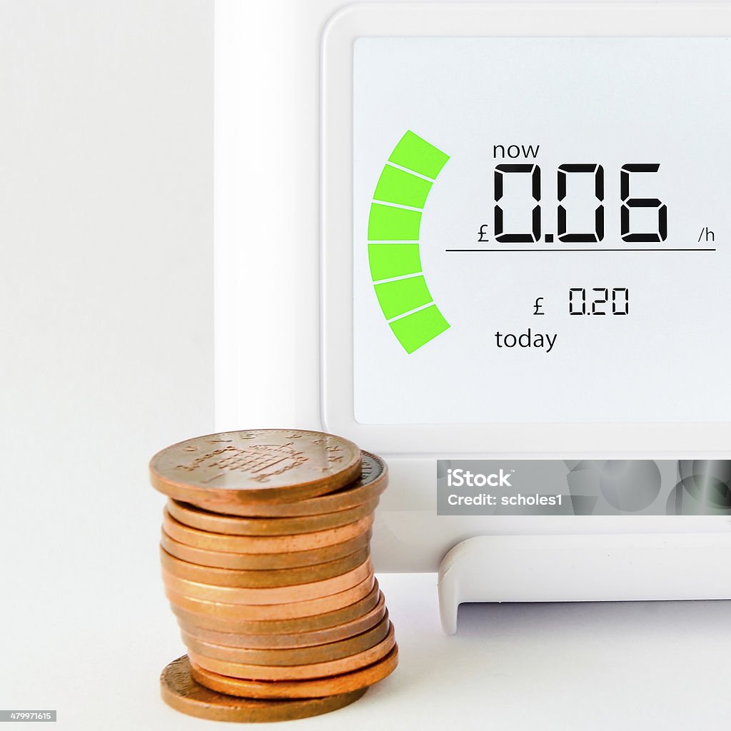 Energy costs Household smart meter showing cost for energy consumption Appliance Stock Photo