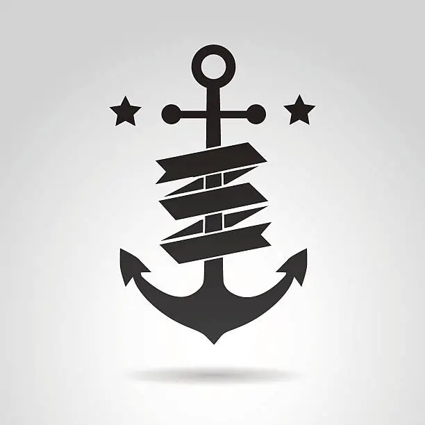 Vector illustration of Anchor icon isolated on white background.