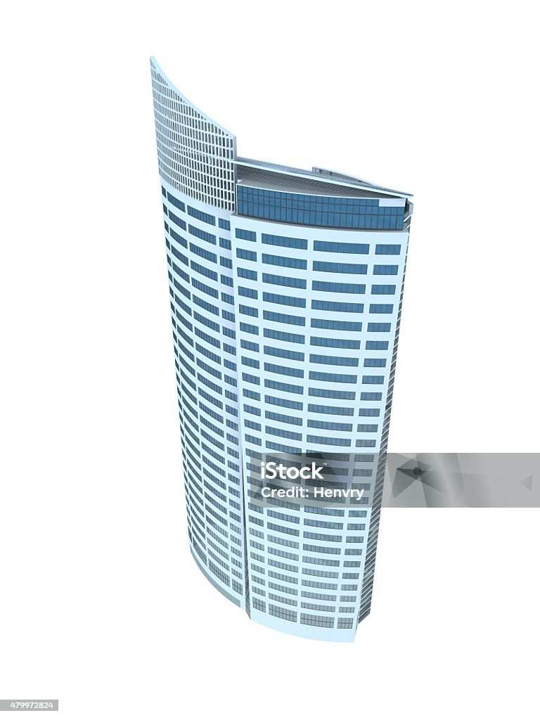 single skyscraper single business skyscraper isolated on white background. Building Exterior Stock Photo