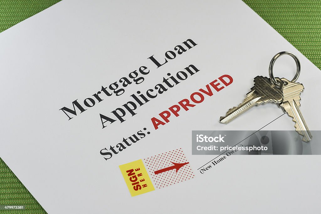 Aprovado imóveis empréstimo hipotecário documento pronto para assinatura - Foto de stock de Acordo royalty-free