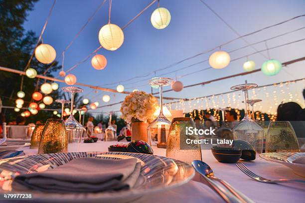 Table Setting For An Event Party Or Wedding Reception Stock Photo - Download Image Now