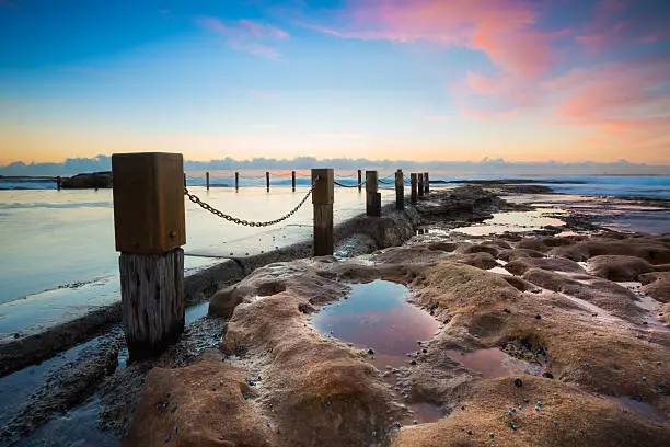 Beautiful sunrise seascape in Australia. ( Maroubra tidal pool, Sydney)