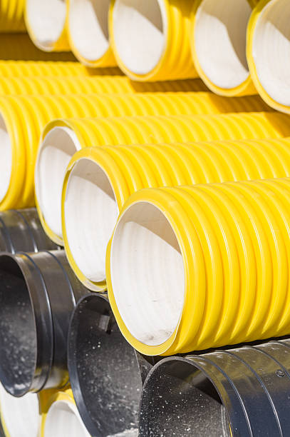istock Closeup on corrugated PVC pipes 479981440