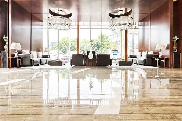 luxo sala e funiture lobby - hotel corridor entrance hall entrance imagens e fotografias de stock