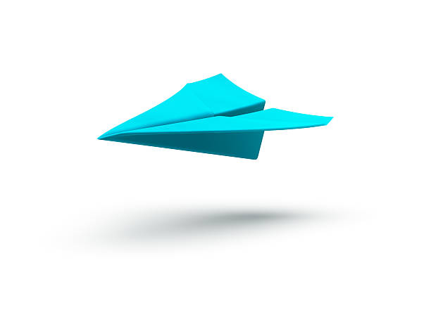 Paper Plane isolated Blue Paper plane with shadow paper airplane photos stock pictures, royalty-free photos & images