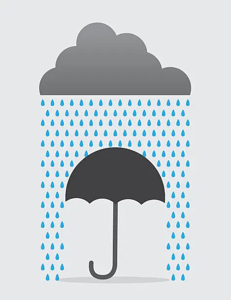 Vector illustration of Umbrella Stopping Raindrops