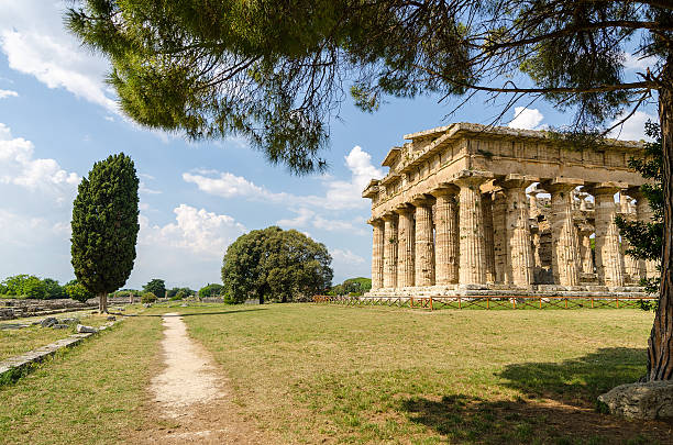 sito archeologico di paestum, tempio di era. italia - temple of neptune foto e immagini stock