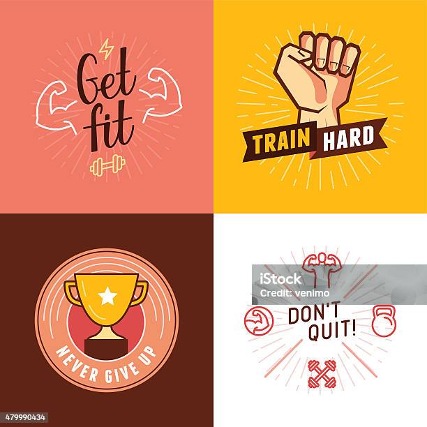 Vector Set Of Sport Fitness Concepts Stock Illustration - Download Image Now - Gym, Cross Training, Health Club