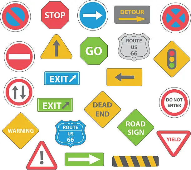 Vector illustration of various road signs