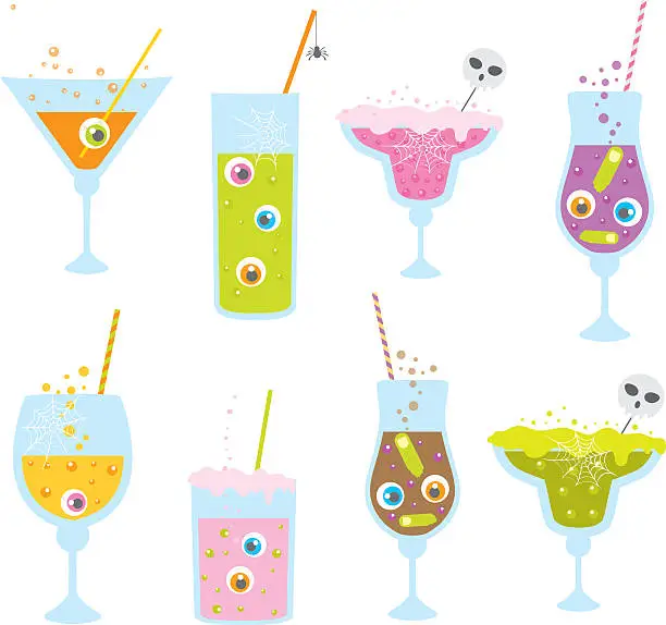 Vector illustration of halloween cocktails