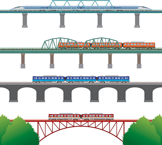 ilustraciones, imágenes clip art, dibujos animados e iconos de stock de de ferrocarriles - railway bridge