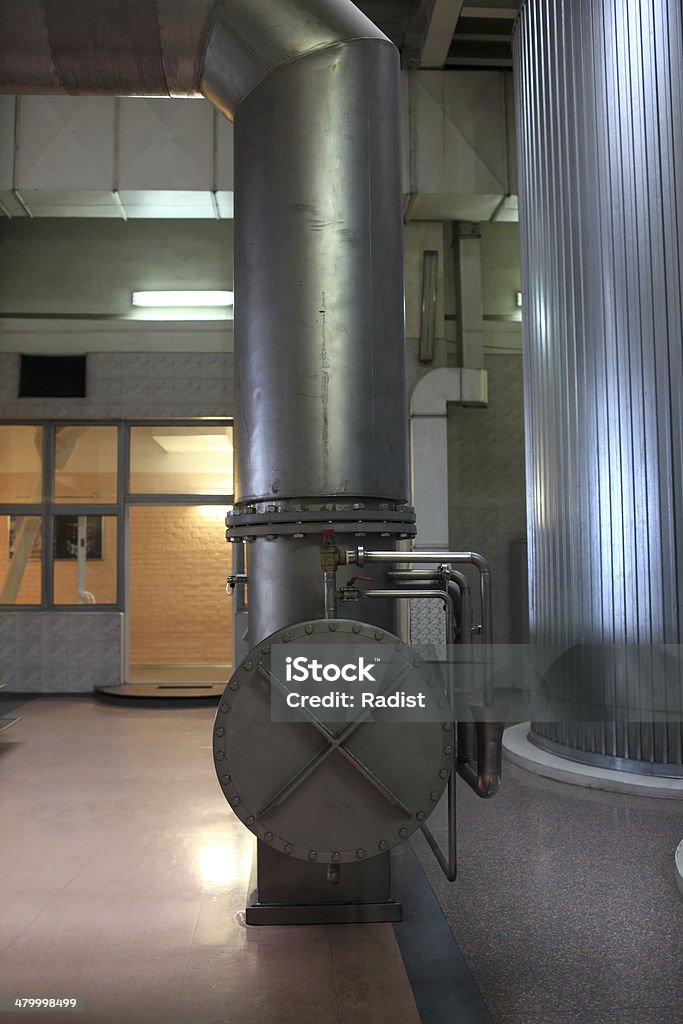 Pipe of brewery The stainless pipe of a modern brewery Aluminum Stock Photo