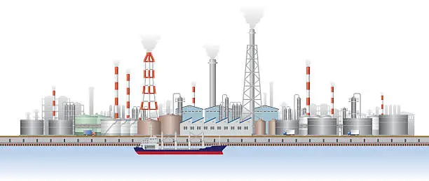 Vector illustration of Landscape of factory