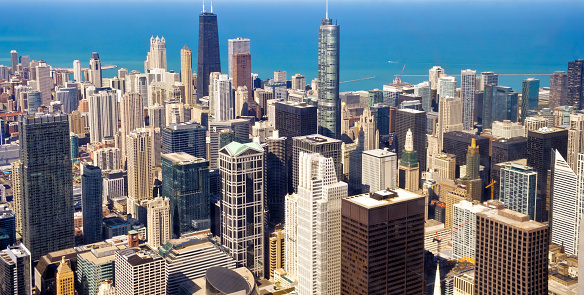 City of Chicago. Aerial view of Chicago downtown