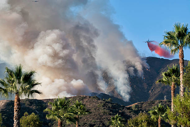 istock Airplane Dropping Water on Southern California Fire 480002838