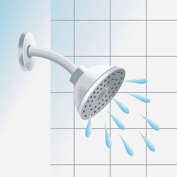 샤워 시간 - shower bathroom shower head water stock illustrations