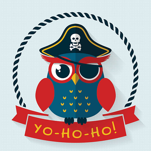 illustrations, cliparts, dessins animés et icônes de chouette pirates. vecteur carte. - symbol sea animal owl